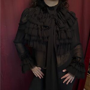 Elegant Black Ruffled Women's Top